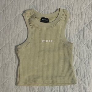 White Fox Cream Ribbed Tank Top
